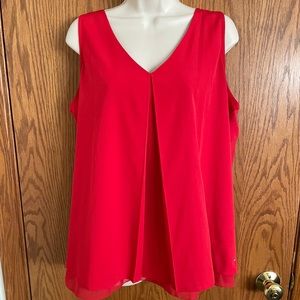Tommy Hilfiger Red Tank Top V-Neck Lined Front Cotton Blend Women's Size XL
